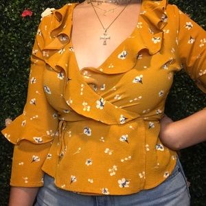 Vibrant floral wrap blouse